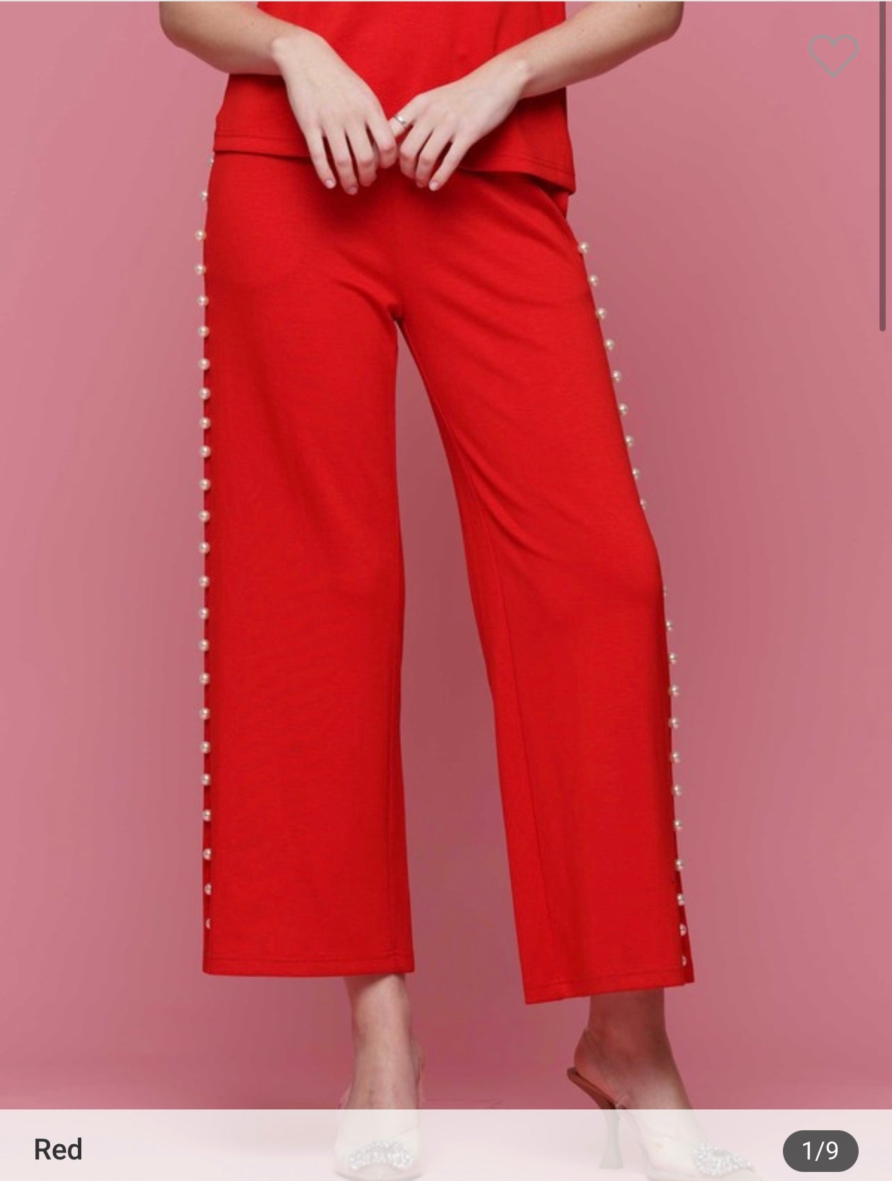 Red pants with pearls